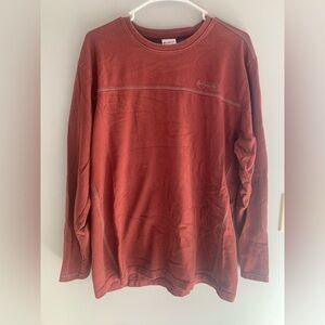 Mens Columbia Burnt Orange Crew Neck Long Sleeve Outdoor Sportswear Pullover Lg